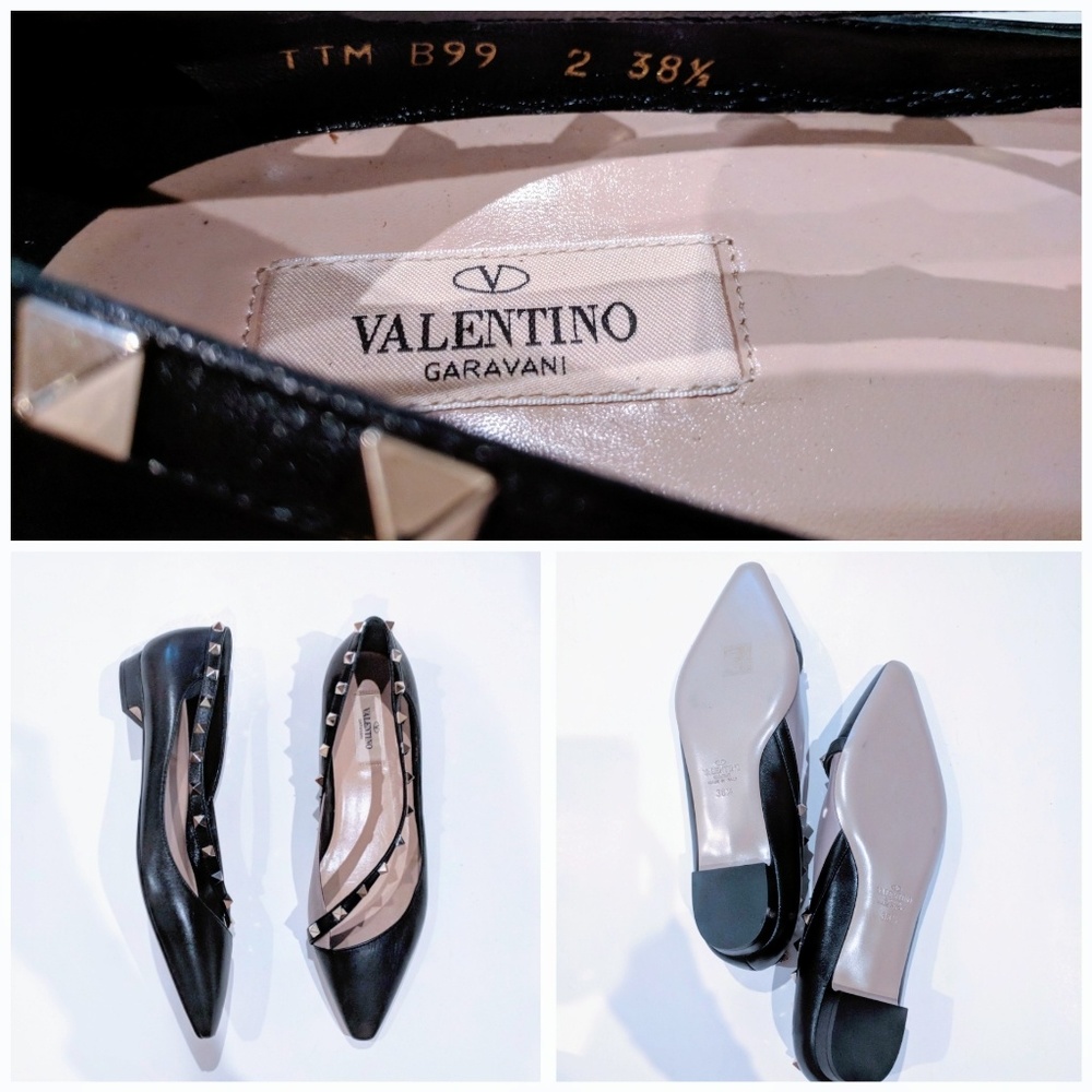 SALE!🎀Valentino🎀Rockstud D'Orsay Ballerina Flats - Picture 6 of 8